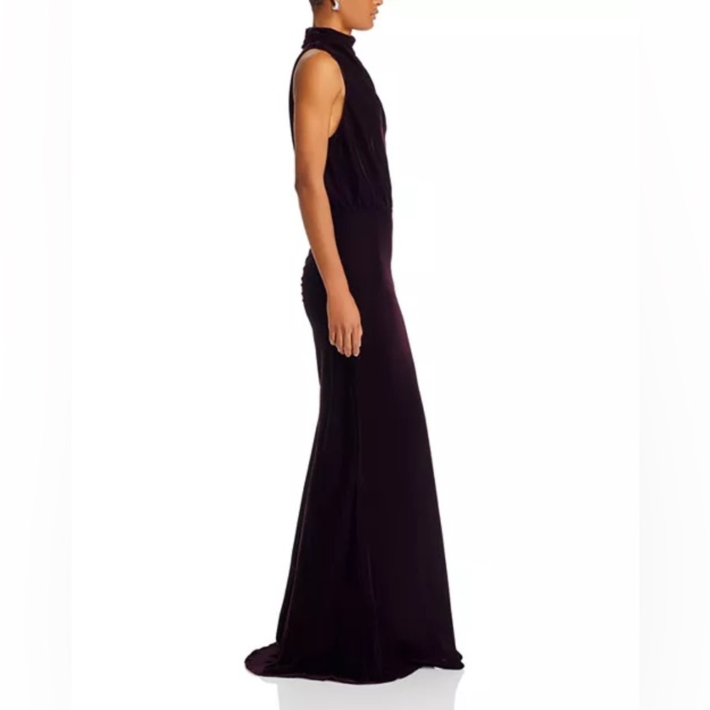 The Andamane High Neck Velvet Open Back Maxi Dress - Picture 3 of 13